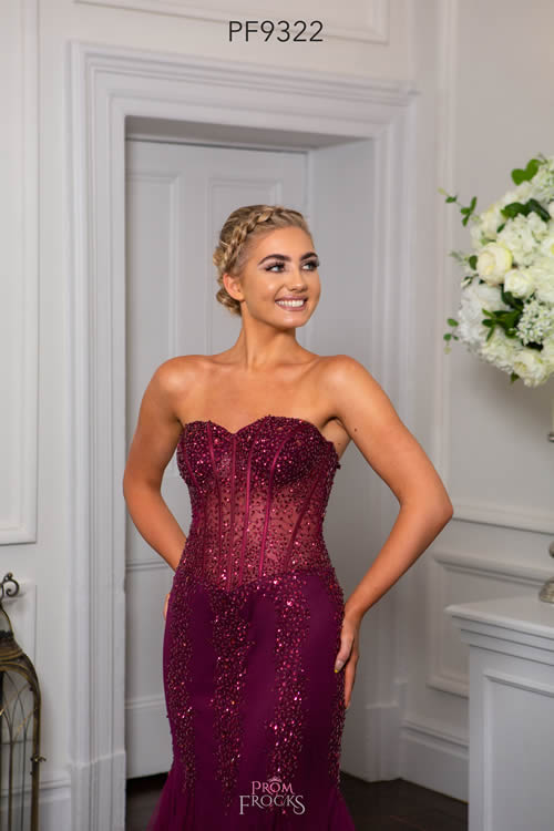Prom Frocks PF9322 BLACKCURRANT HALF FRONT
