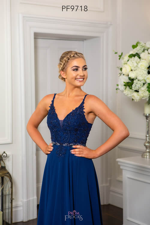 Prom Frocks PF9718 FRENCH NAVY HALF FRONT