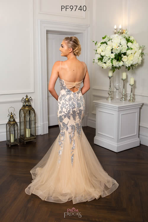 Prom Frocks PF9740 SILVER NUDE BACK