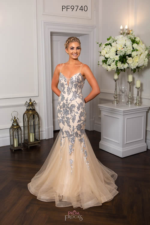 Prom Frocks PF9740 SILVER NUDE FRONT