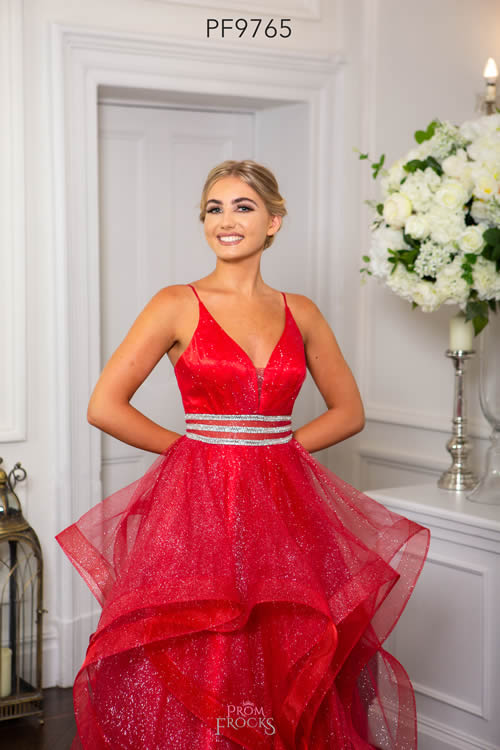 Prom Frocks PF9765 CHERRY RED HALF FRONT