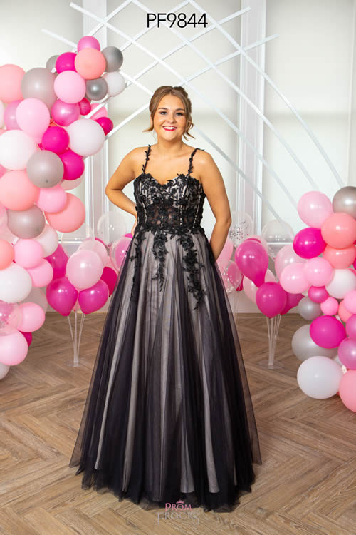 Prom Frocks PF9844 BLACKNUDE FRONT